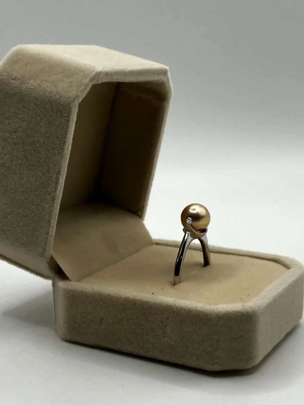 .925 Sterling Silver Genuine White Pearl 925 Stamped Adjustable Ring in Gift Box